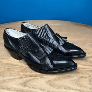 Nocona Vintage Western Bootie Fringe Tassel Black Leather Women’s Size 5.5
